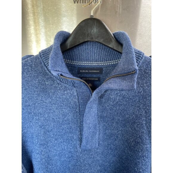 BANANA REPUBLLIC 50%‎ ITALIAN WOOL MEN'S SZ M BLUE WITH SNAP DETAIL - Picture 8 of 15